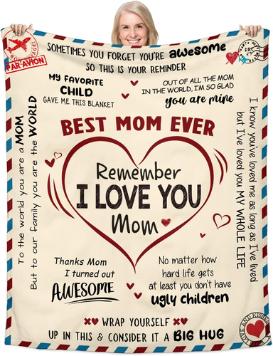 Gifts for Mom from Daughter Son - Best Mom Ever Soft Fleece Throw Blanket 50X60