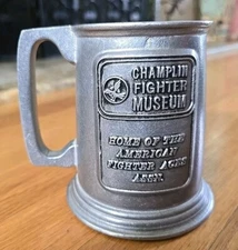 Vintage Champlin Fighter Aircraft Museum Pewter Style Mug Mesa Arizona - Signed
