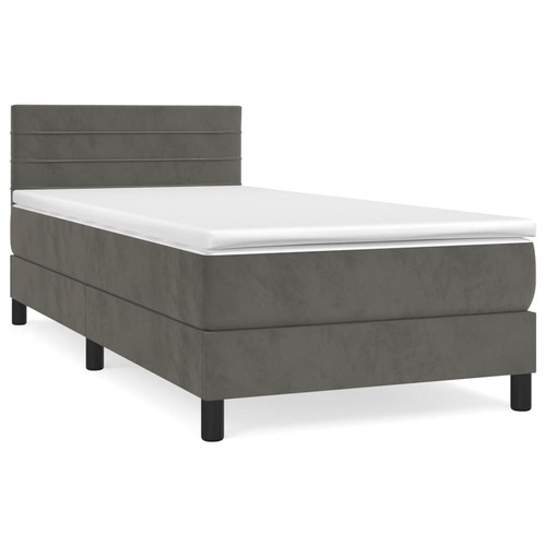 Boxspringbett mit Matratze Dunkelgrau 100x200 cm Samt - Bild 2 von 7