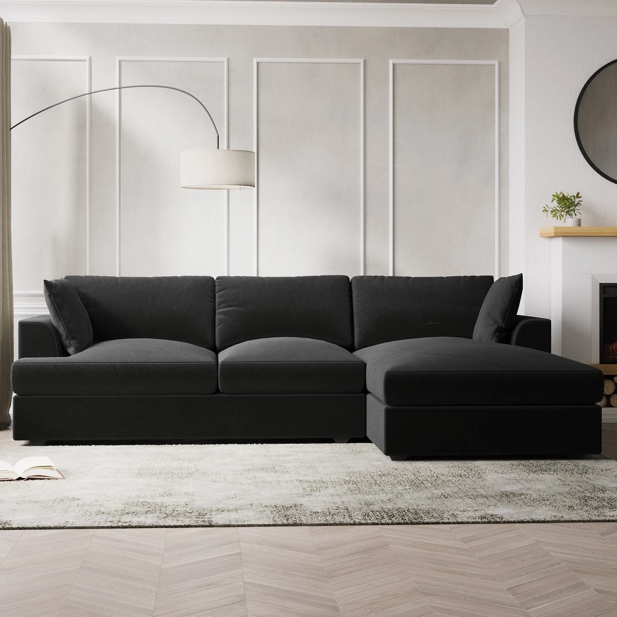 Dark gray l shaped couch deals