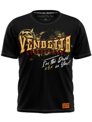 Maglietta Uomo Vendetta Inc. Devil X6X, Nera Con Stampe Fronte/retro (teschio E Diavolo), 100% Cotone - 3