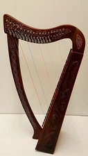 Celtic Harp 19 String with Levers Irish Style with Bag & Extra Strings & Key Inc