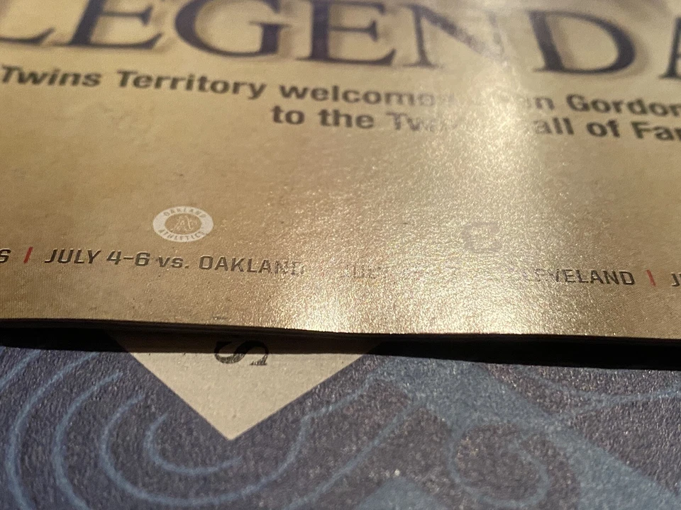 Minnesota Twins 2016 Hall of Fame SGA Booklet Program Torii Hunter John Gordon - Image 2 of 3