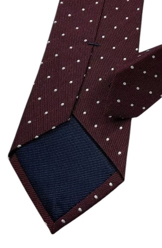 🆕MASSIMO DUTTI Burgundy Polka Dot Silk Blend LUXURY Tie ITALY - Picture 5 of 5