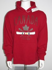 HUDSON'S BAY HBC STRIPES CANADA MAPLE LEAF CANOE MEN'S HOODED SWEATSHIRT RED  XL