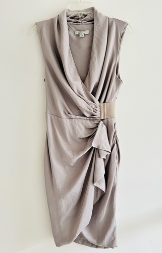 AllSaints ärmelloses drapiertes Wickelkleid mit Rüschen Cancity Damengröße 4 braun - Bild 10 von 21