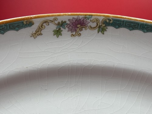 Vintage Imperial Semi Porcelain Flamingo Serving Platter Oriental Design England - Picture 9 of 12