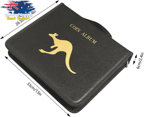 Coin Collection Book Holder 260 Pockets 30 Bill Sleeves Album w/ Zipper Case - Picture 3 of 12