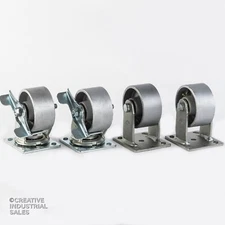 5" x 2" Swivel Casters Steel Wheel Brake (2) Rigid (2) 1000lb each Tool Box