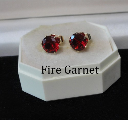 Mens Womens Round 7mm Austrian Crystal Yellow Gold Filled Stud Earrings, Unisex - Picture 7 of 12