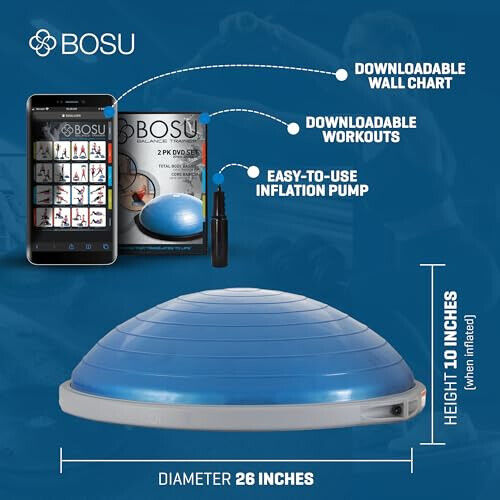 Bosu Pro Balance Board Entrenador de Fuerza Pelota, Equipo para Gimnasio en Casa, 26 Pulgadas, B - Imagen 2 de 9