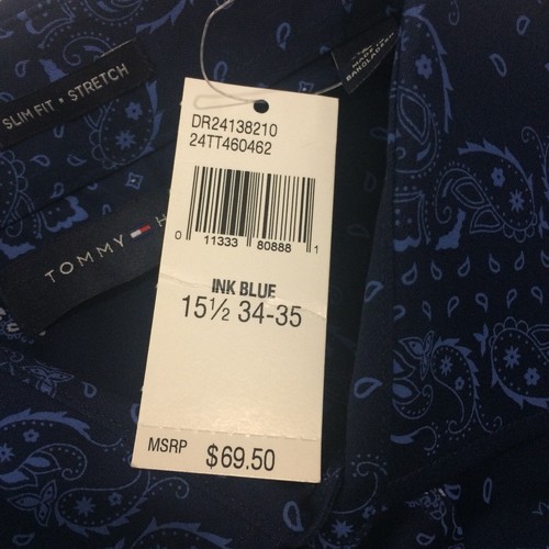 Camisa de vestir Tommy Hilfiger M 15,5/34-35 azul tinta cachemira manga larga nueva con etiquetas $69,50 - Imagen 11 de 12