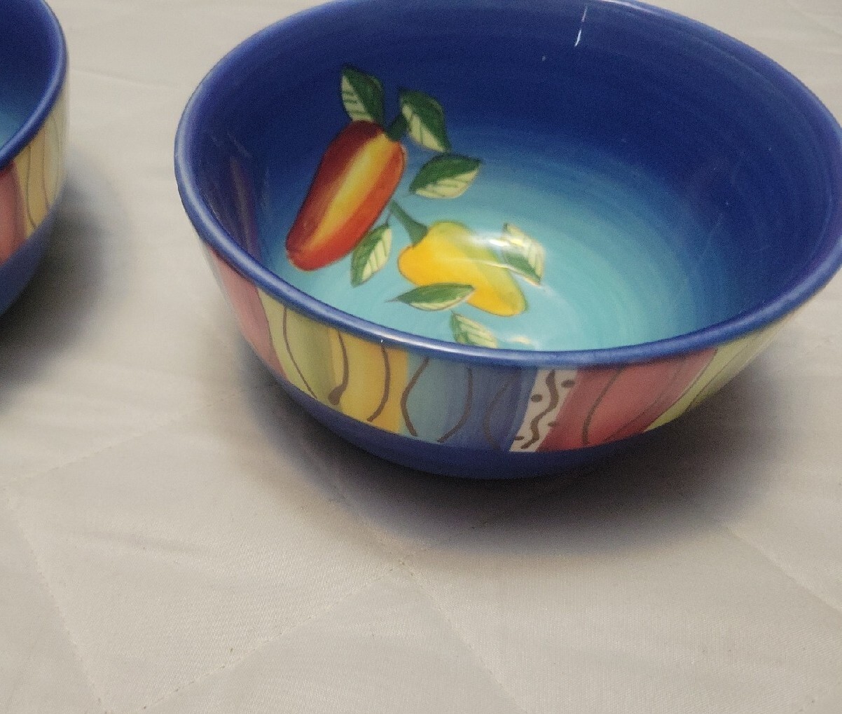 Gates Ware by Laurie Gates Blue Bowl Peppers Set of 2 Bowls eBay