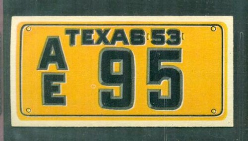 1953 TOPPS LICENSE PLATES # 29 TEXAS NM