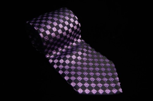 Kenneth Roberts Platinum - Men's Purple Square 100% Silk Neck Tie 3.6"W x 59"L - Picture 3 of 8
