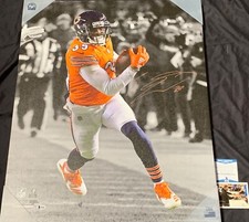 Eddie Jackson Bears Autographed Signed 24x30 Canvas Beckett COA Orange Spot