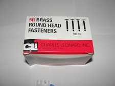 Charles Leonard Vintage Fasteners 5R Round Head Brass Plated 1-1/4″ 100/Pk