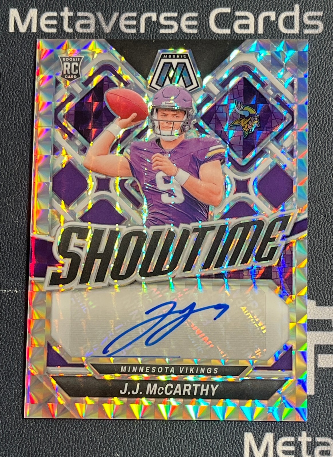 2024 Panini Mosaic JJ McCarthy RC Rookie Signatures Auto Mosaic Prizm