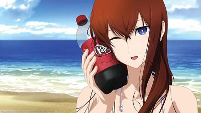 Anime steinsgate dr pepper food bottles one eye closed Playmat Gaming Mat Desk