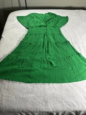 Umgee Plus Women's size 2XL Kelly Green Tiered Maxi Dress