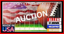 Fantasy Football Draft Board Kit 2026 XL 4"x1" AUCTION w/Top Rookies Live Party