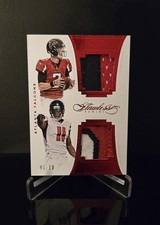 #'d/10 🔥 MATT RYAN JULIO JONES SSP 2016 Panini Flawless Dual Worn Jersey Red SP
