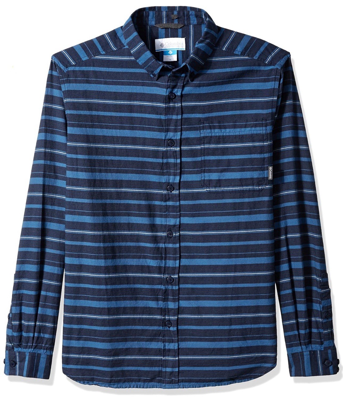 Columbia Men's Out and Back II Long Sleeve Shirt Large Blue Stripe NWT B7