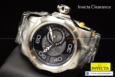 NEW INVICTA Mens Venom 54mm Skeleton Dial DATE Silver Tone SS Watch