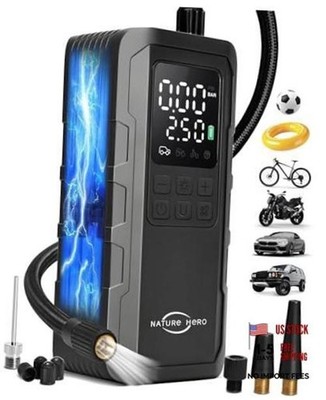 Tire Inflator Portable Air Compressor - 7500mAh Air Pump for Car Tires, Black