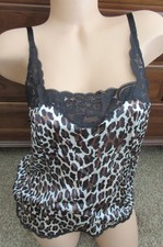 vtg VANITY FAIR SILKY ANIMAL nylon 3" LACE camisole slip top LINGERIE sz L/ 38"