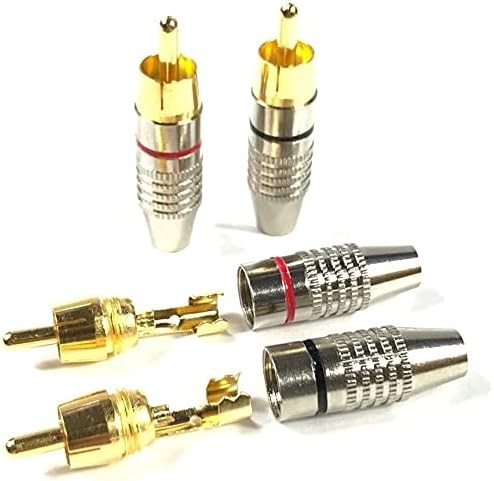 jing RCA Plugs Solderless Coax Audio Video Jack Adapter Wire Cable Black+Red - Picture 6 of 6
