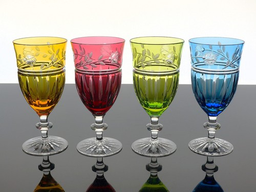 AJKA PROINNSEAS CUT-TO-CLEAR CASED CRYSTAL ICED TEA GLASSES – NEW - SET OF 4 - Picture 1 of 6