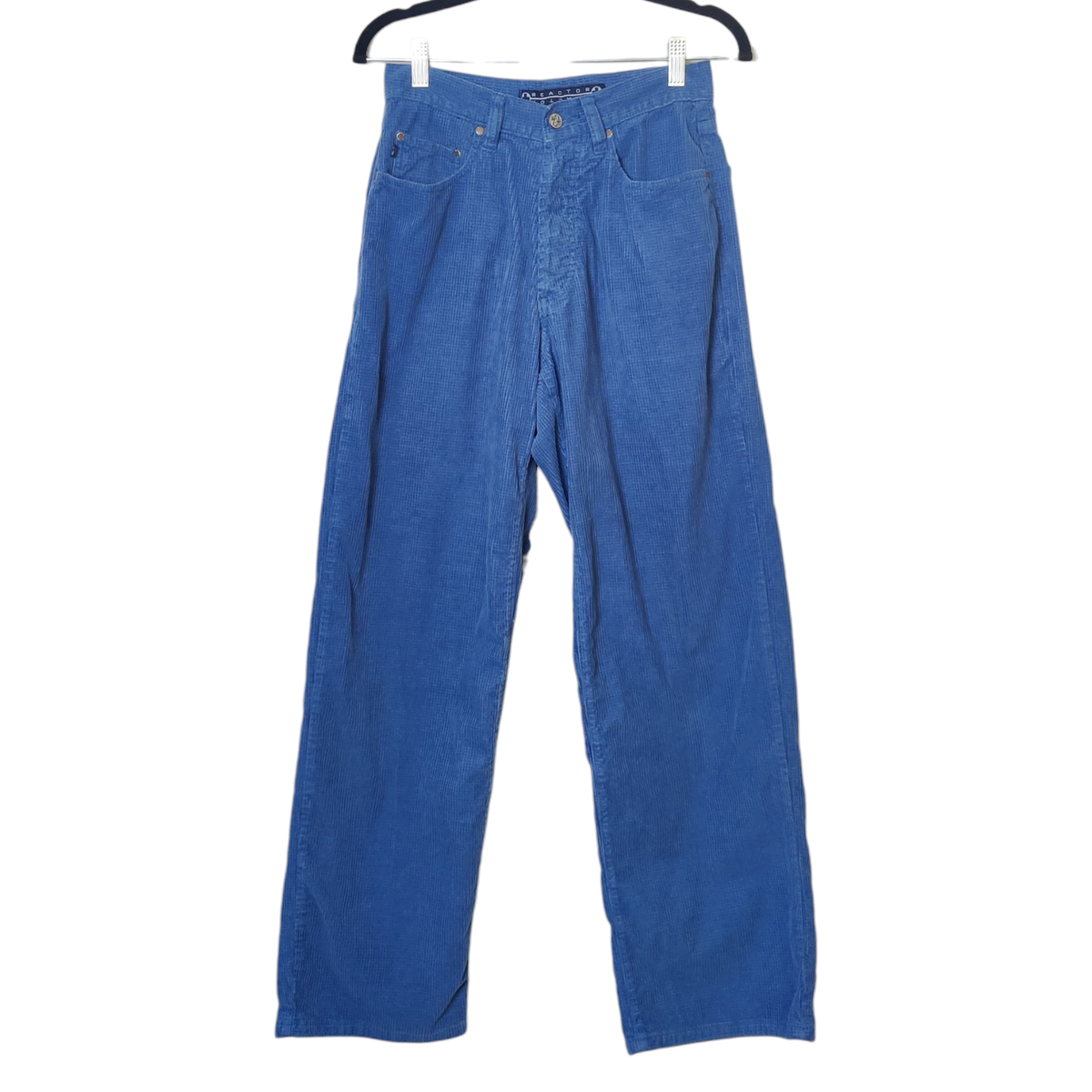 パンツ 90s Blue Green Corduroy Buggy Pants Vtg 90s Reactor Corduroy High Rise Blue Cotton Straight Leg