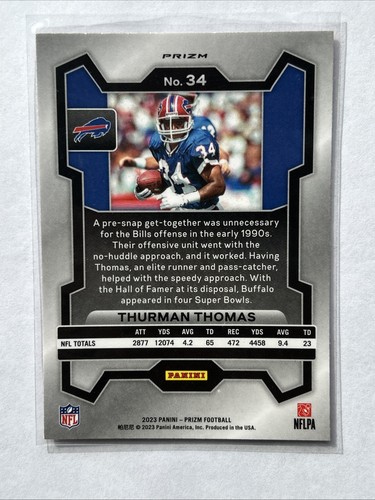 2023 Panini Prizm #34 Thurman Thomas Pink Prizm Bills - Picture 2 of 2