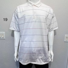 Vtg USA GANT Rugger Men 3X Polo Shirt White Stripe Soft Cotton Preppy Y2K Ribbed