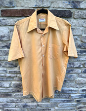 Vintage Manhattan TORQUE Men's S Beige Easy Care Short Sleeve Button-Up Shirt