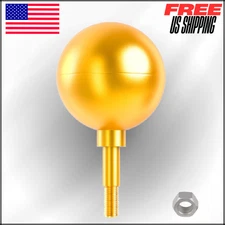 Gold Flag Pole Ball Topper 3",1/2"-13 Threaded Screw w/Hexnut, Flagpole Finial