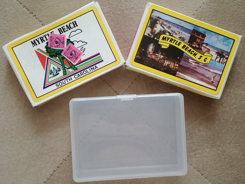 Lot 2 Playing Card Decks Vintage Travel Myrtle Beach + Souvenir Poker Game Case - Picture 15 of 15