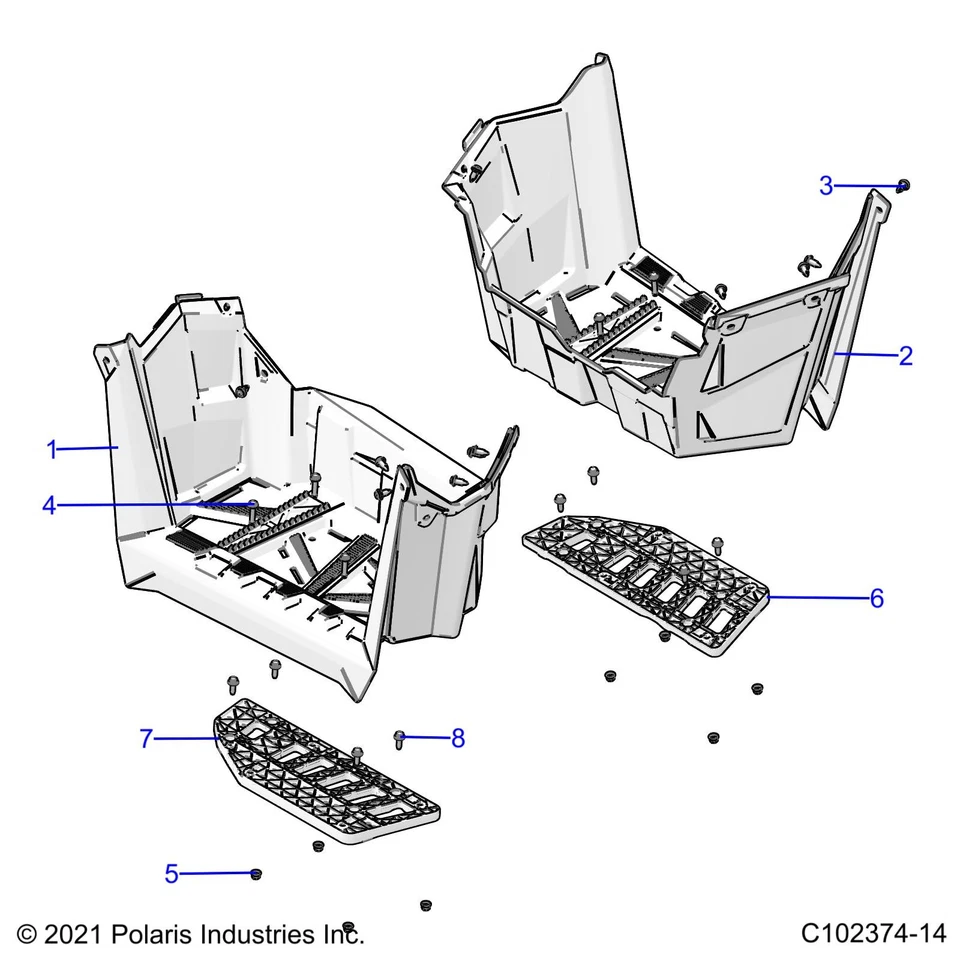Soporte de almohadilla para pie Polaris, derecha, pieza original OEM 5437601, cantidad 1 Foto 2 de 2