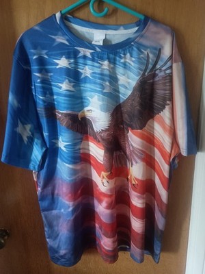 Patriotic Flag and Eagle T- Shirt, Men's 3 XL, New
