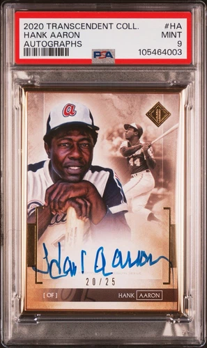 2020 Topps Transcendent Hank Aaron On Card Auto /25 PSA 9 Braves #HA