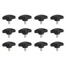 12 Pcs M5 x 12mm Tee Thumb Screws, 35mm Width Carbon Steel Tee Wing Knobs Screws