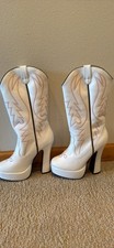 Nuevo Pleaser Electra-1027 Botas de Bailarina Country Western 6 Blanco Rosa Plataforma Rave