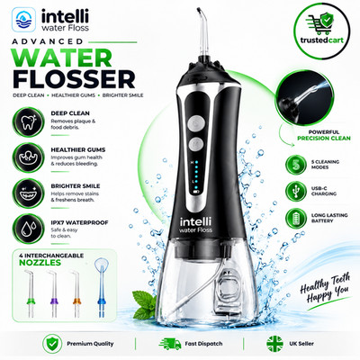 INTELLI Akku-Zahnseide Waterpik Dental Munddusche Zahnreiniger + Spitzen