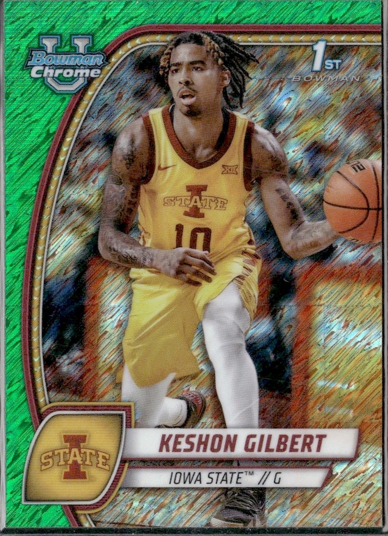 2025 Bowman Chrome University Keshon Gilbert #45 Green Refractor RC Iowa State