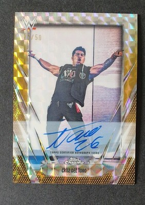2026 Topps Chrome WWE CRUZ DEL TOTO Auto 47/50 X-Refractor Gold Geometric