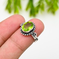 Green Peridot Gemstone 925 Sterling Silver Ring Handmade Jewelry Ring For Gift