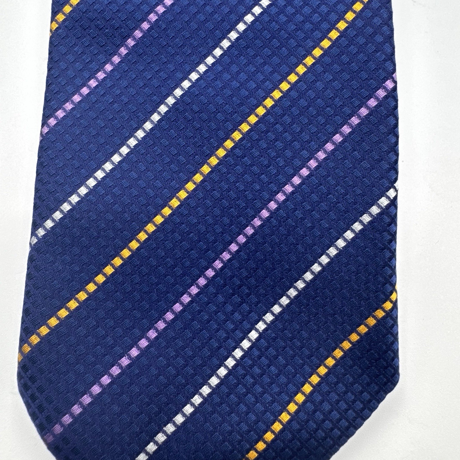 Italian Men's Tie 100% Silk Azalea Belagio Necktie Made In Italy Purple Gold