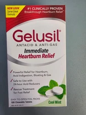 Gelusil Antacid & Anti Gas Heartburn Relief Cool Mint Chewable Tablets 100 ct