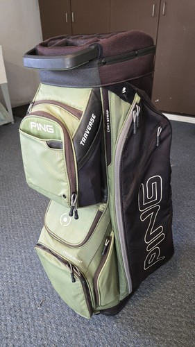 PING Traverse 14 Way Cart Golf Bag Green/Black w/ Rain Cover